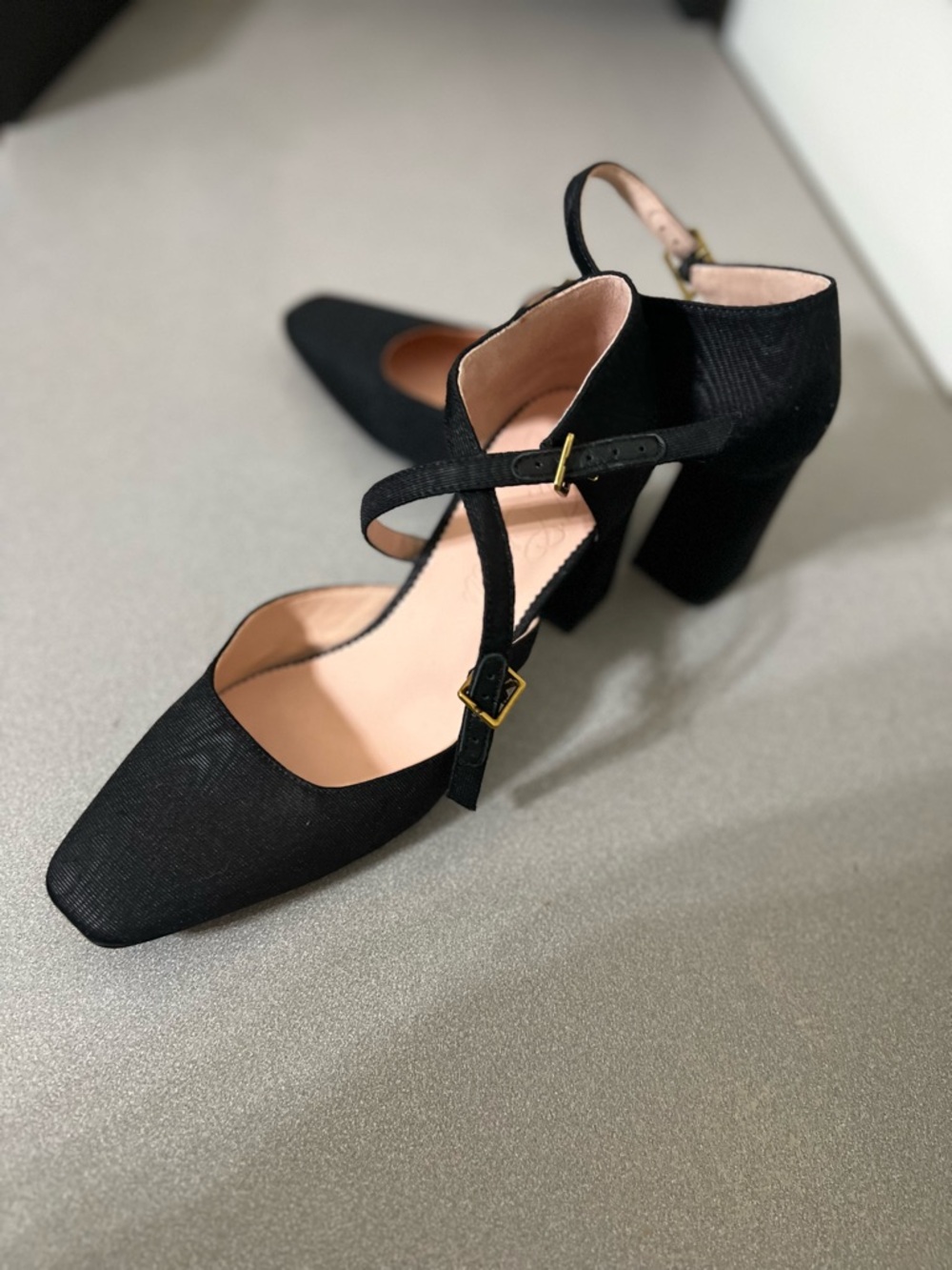 J. Crew Black Cross-Strap Block Heel Pumps (Prom, Grad, Wedding) - Picture 2 of 6